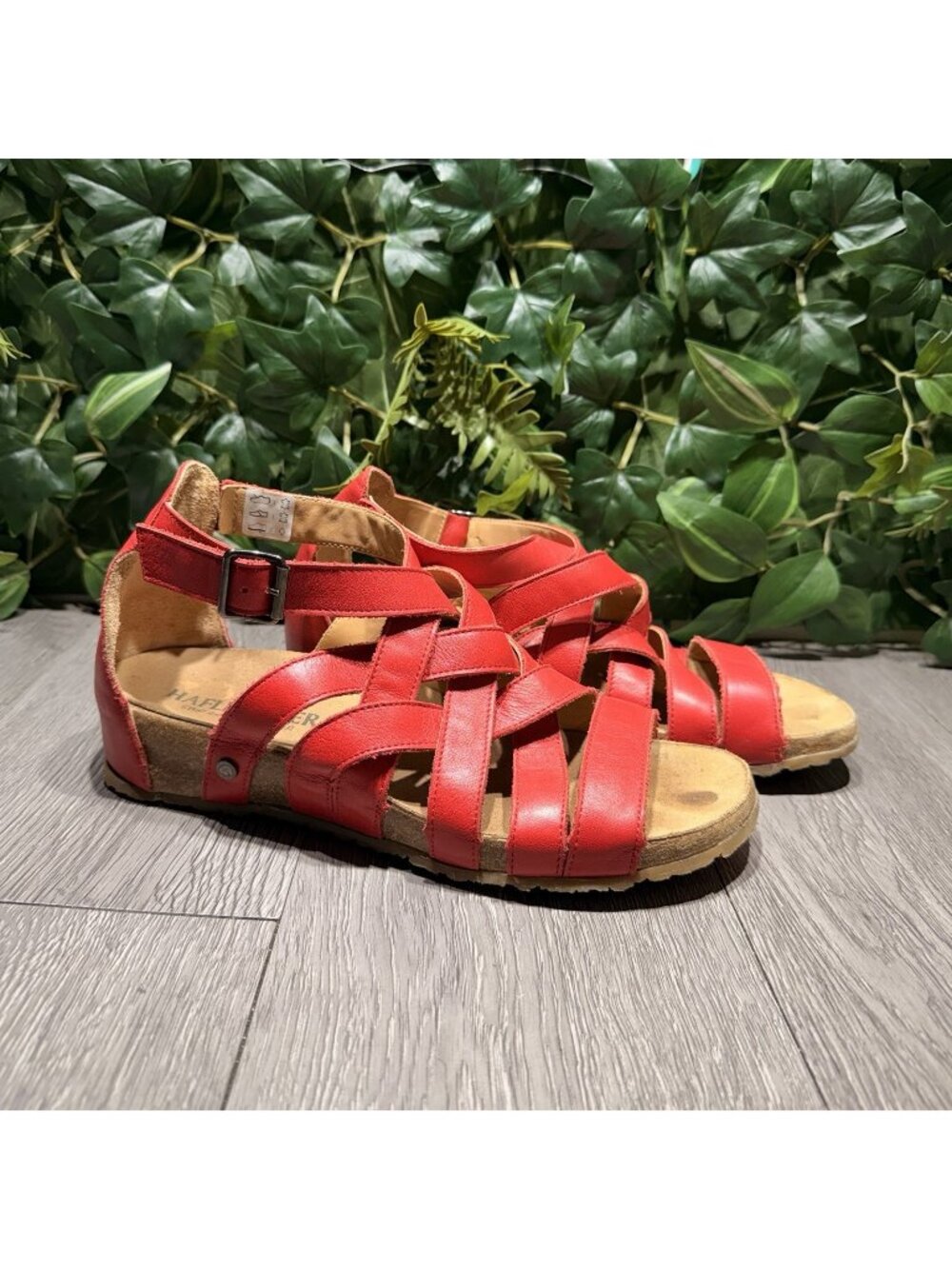 HAFLINGER Sandals Women's 9 EU 40 Stella Pomodora Red Leather Open Toe 889012